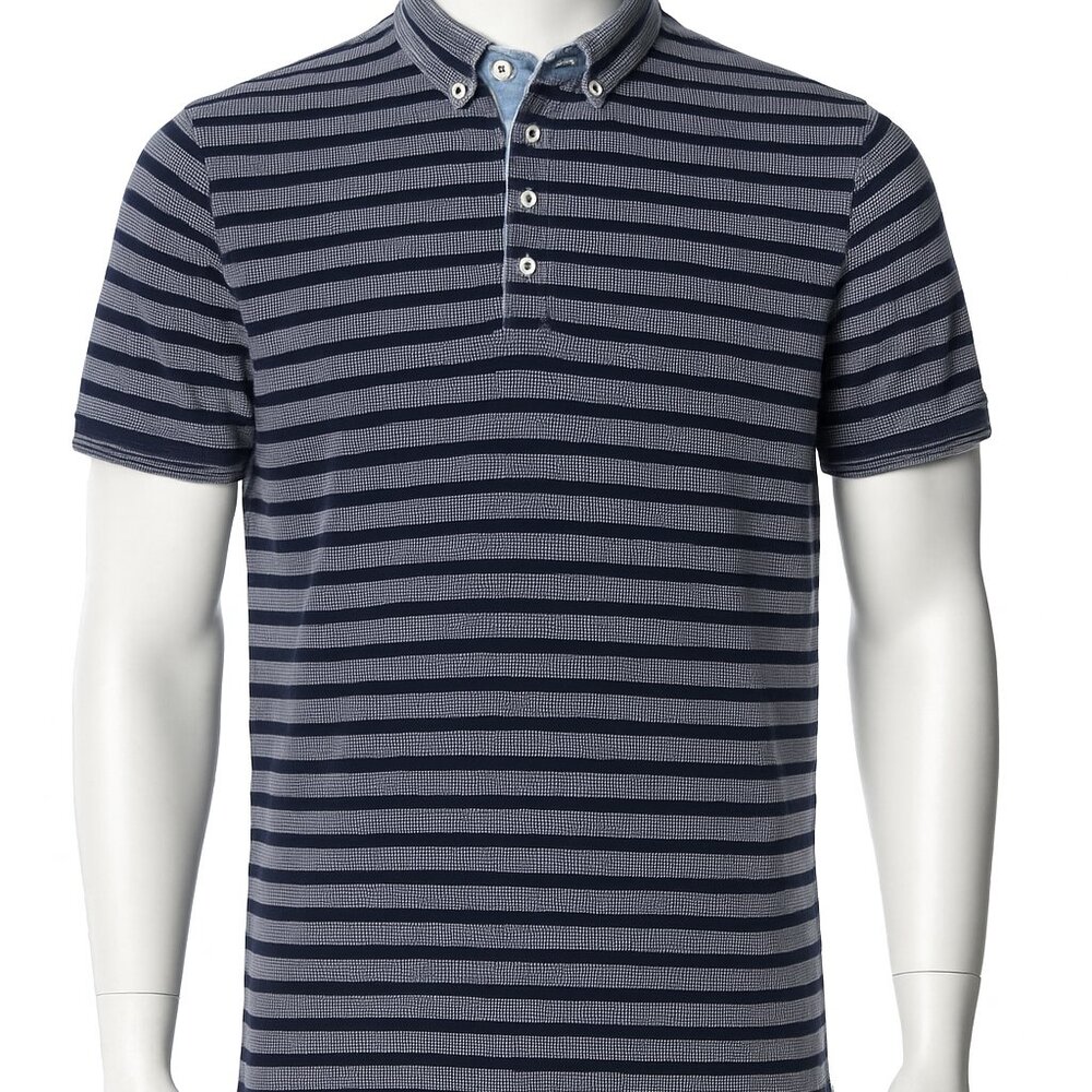 Scotch & Soda Amsterdam Couture Men’s Striped Polo Shirt Short Sleeve Size L
